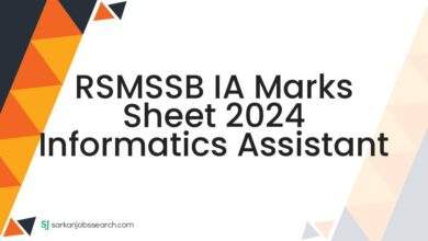 RSMSSB IA Marks Sheet 2024 Informatics Assistant