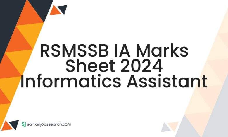 RSMSSB IA Marks Sheet 2024 Informatics Assistant