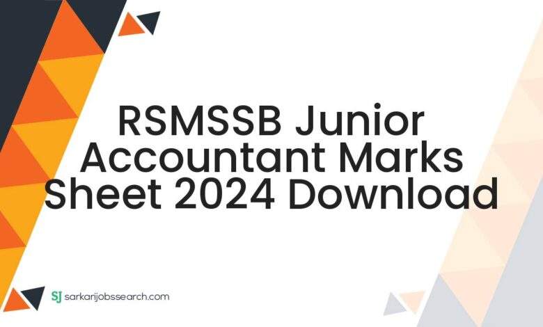 RSMSSB Junior Accountant Marks Sheet 2024 Download