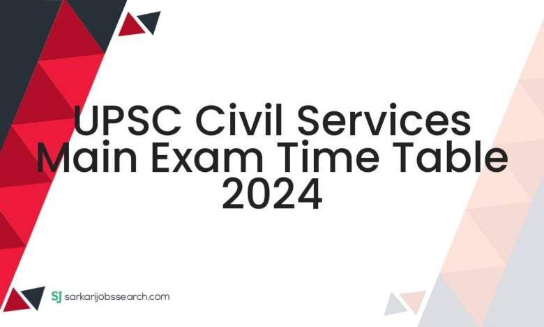 UPSC Civil Services Main Exam Time Table 2024