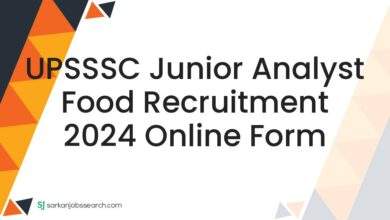 UPSSSC Junior Analyst Food Recruitment 2024 Online Form