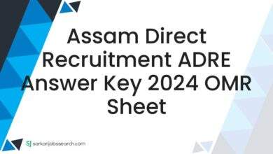 Assam Direct Recruitment ADRE Answer Key 2024 OMR Sheet