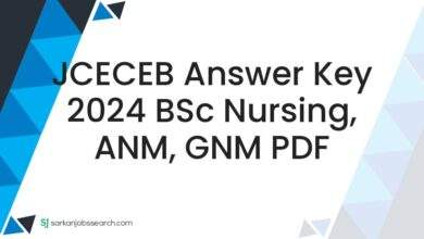 JCECEB Answer Key 2024 BSc Nursing, ANM, GNM PDF