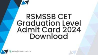 RSMSSB CET Graduation Level Admit Card 2024 Download