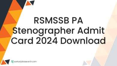 RSMSSB PA Stenographer Admit Card 2024 Download