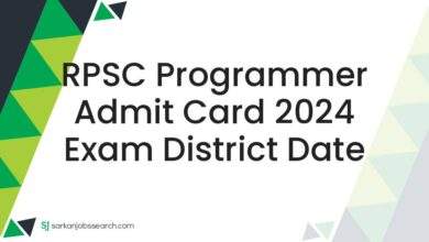 RPSC Programmer Admit Card 2024 Exam District Date