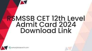 RSMSSB CET 12th Level Admit Card 2024 Download Link