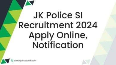 JK Police SI Recruitment 2024 Apply Online, Notification