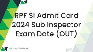 RPF SI Admit Card 2024 Sub Inspector Exam Date (OUT)