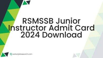 RSMSSB Junior Instructor Admit Card 2024 Download