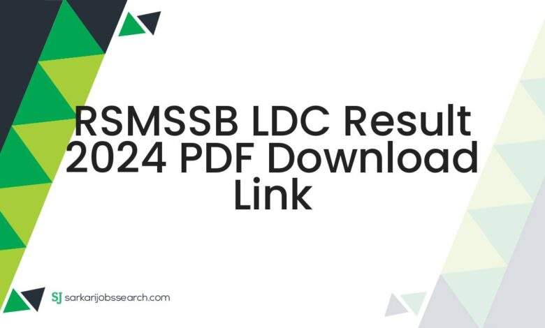 RSMSSB LDC Result 2024 PDF Download Link