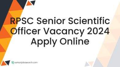 RPSC Senior Scientific Officer Vacancy 2024 Apply Online