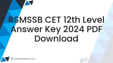 RSMSSB CET 12th Level Answer Key 2024 PDF Download