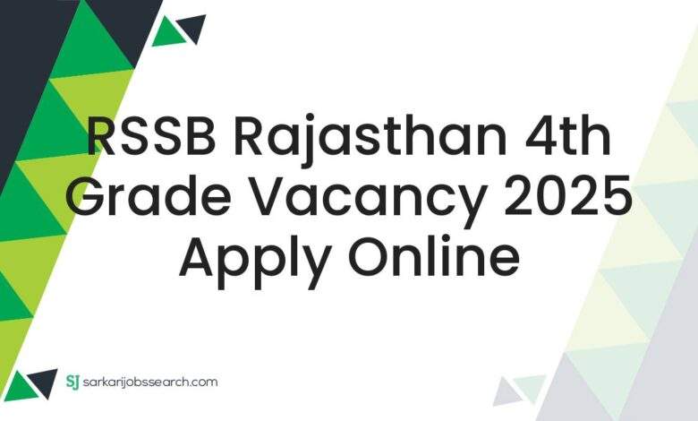 RSSB Rajasthan 4th Grade Vacancy 2025 Apply Online