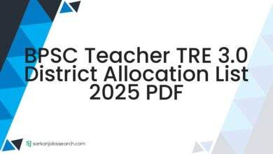 BPSC Teacher TRE 3.0 District Allocation List 2025 PDF