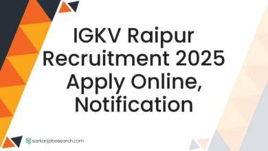 IGKV Raipur Recruitment 2025 Apply Online, Notification