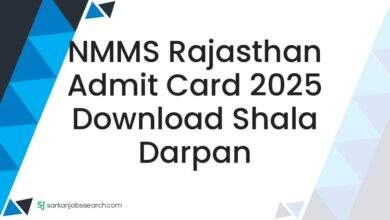 NMMS Rajasthan Admit Card 2025 Download Shala Darpan