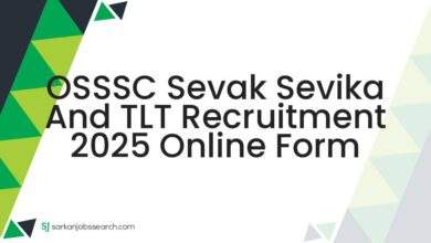 OSSSC Sevak Sevika and TLT Recruitment 2025 Online Form