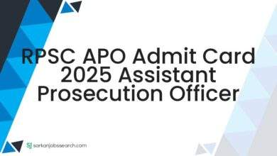 RPSC APO Admit Card 2025 Assistant Prosecution Officer