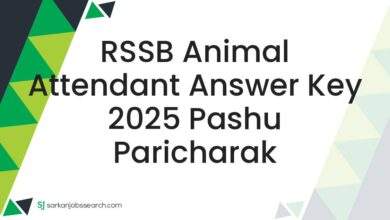 RSSB Animal Attendant Answer Key 2025 Pashu Paricharak