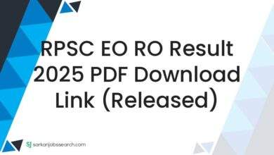 RPSC EO RO Result 2025 PDF Download Link (Released)