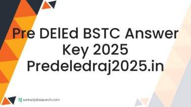 Pre DElEd BSTC Answer Key 2025 predeledraj2025.in