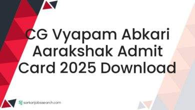 CG Vyapam Abkari Aarakshak Admit Card 2025 Download