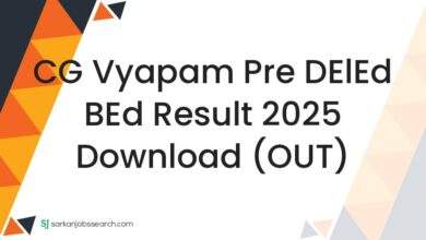 CG Vyapam Pre DElEd BEd Result 2025 Download (OUT)