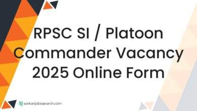 RPSC SI / Platoon Commander Vacancy 2025 Online Form