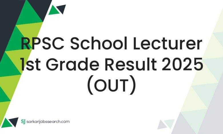 RPSC School Lecturer 1st Grade Result 2025 (OUT)