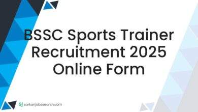 BSSC Sports Trainer Recruitment 2025 Online Form