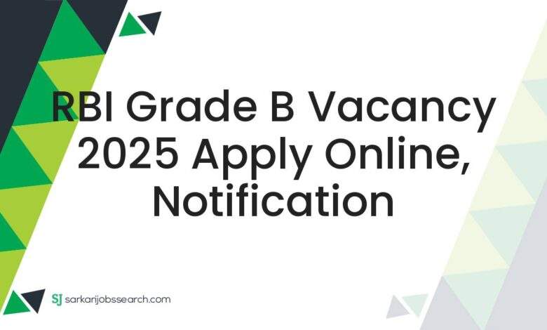 RBI Grade B Vacancy 2025 Apply Online, Notification