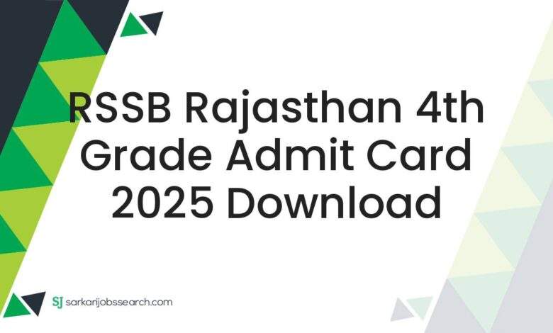RSSB Rajasthan 4th Grade Admit Card 2025 Download