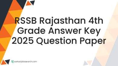 RSSB Rajasthan 4th Grade Answer Key 2025 Question Paper