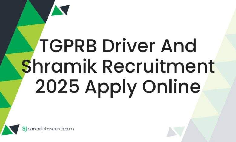 TGPRB Driver and Shramik Recruitment 2025 Apply Online