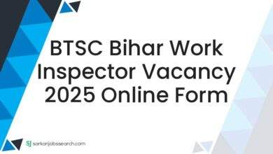 BTSC Bihar Work Inspector Vacancy 2025 Online Form