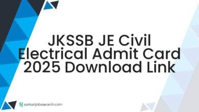 JKSSB JE Civil Electrical Admit Card 2025 Download Link