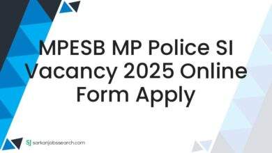 MPESB MP Police SI Vacancy 2025 Online Form Apply
