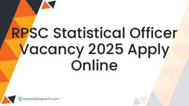 RPSC Statistical Officer Vacancy 2025 Apply Online