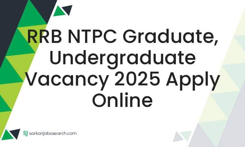 RRB NTPC Graduate, Undergraduate Vacancy 2025 Apply Online