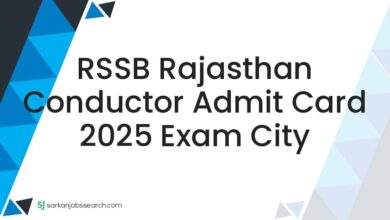 RSSB Rajasthan Conductor Admit Card 2025 Exam City