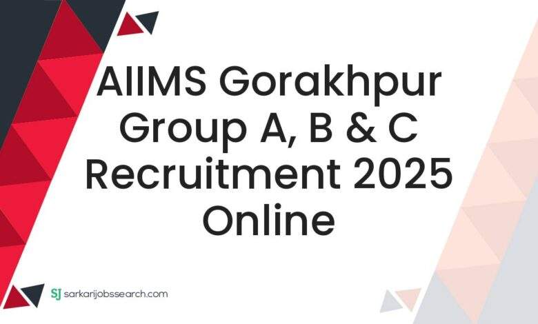 AIIMS Gorakhpur Group A, B & C Recruitment 2025 Online