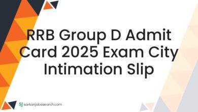 RRB Group D Admit Card 2025 Exam City Intimation Slip