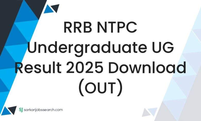 RRB NTPC Undergraduate UG Result 2025 Download (OUT)