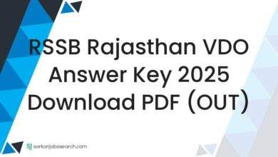 RSSB Rajasthan VDO Answer Key 2025 Download PDF (OUT)
