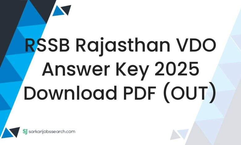 RSSB Rajasthan VDO Answer Key 2025 Download PDF (OUT)