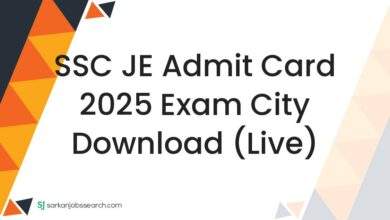 SSC JE Admit Card 2025 Exam City Download (Live)