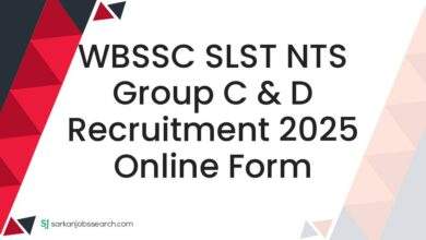 WBSSC SLST NTS Group C & D Recruitment 2025 Online Form