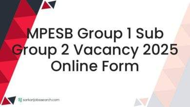 MPESB Group 1 Sub Group 2 Vacancy 2025 Online Form