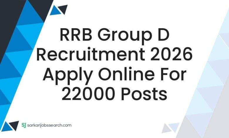 RRB Group D Recruitment 2026 Apply Online For 22000 Posts